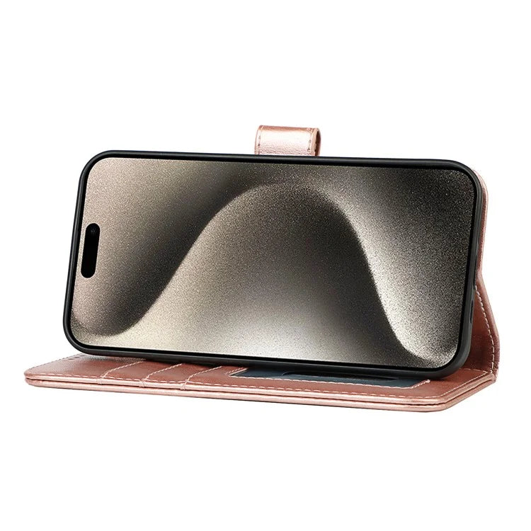 For iPhone 15 Pro Wallet Leather Cover R61 Texture PU Leather Stand Case