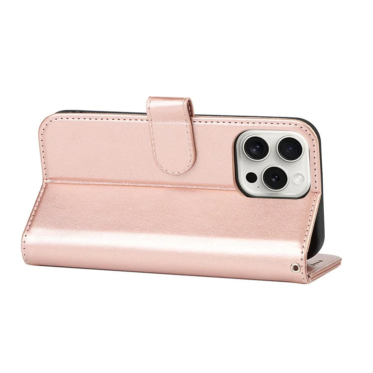 For iPhone 15 Pro Wallet Leather Cover R61 Texture PU Leather Stand Case