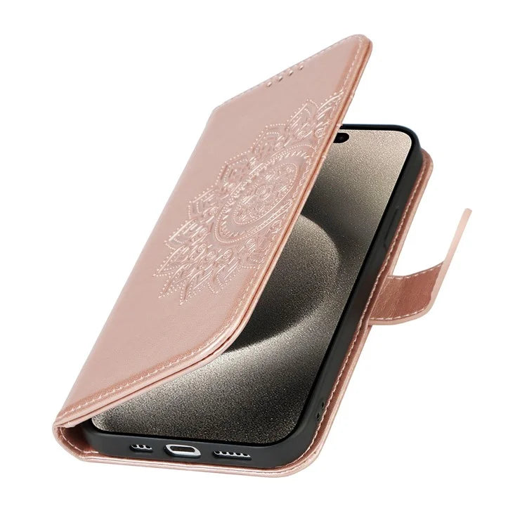 For iPhone 15 Pro Wallet Leather Cover R61 Texture PU Leather Stand Case