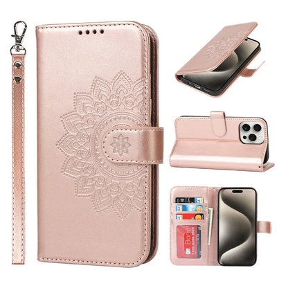 For iPhone 15 Pro Wallet Leather Cover R61 Texture PU Leather Stand Case