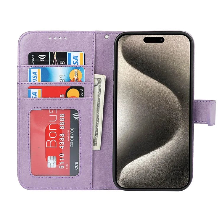For iPhone 15 Pro Wallet Leather Cover R61 Texture PU Leather Stand Case