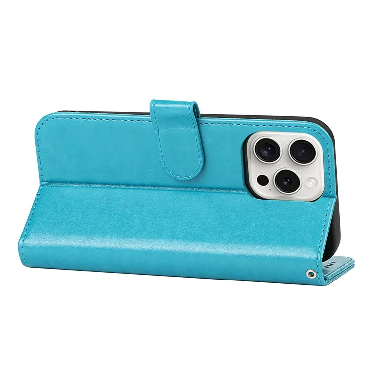 For iPhone 15 Pro Wallet Leather Cover R61 Texture PU Leather Stand Case