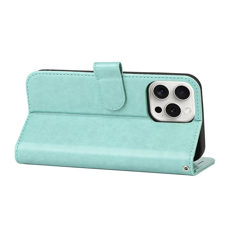 For iPhone 15 Pro Wallet Leather Cover R61 Texture PU Leather Stand Case