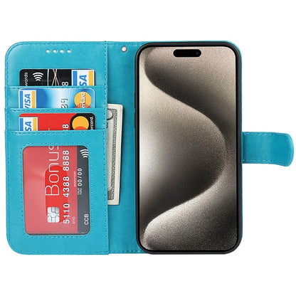 For iPhone 15 Pro Max Wallet Phone Case R61 Texture PU Leather Magnetic Protective Cover