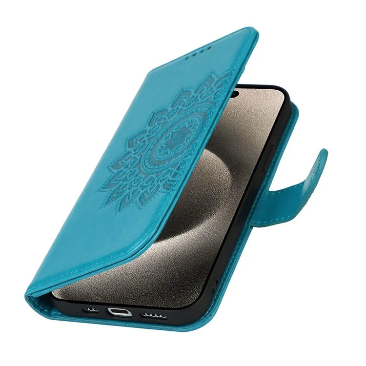 For iPhone 15 Pro Max Wallet Phone Case R61 Texture PU Leather Magnetic Protective Cover