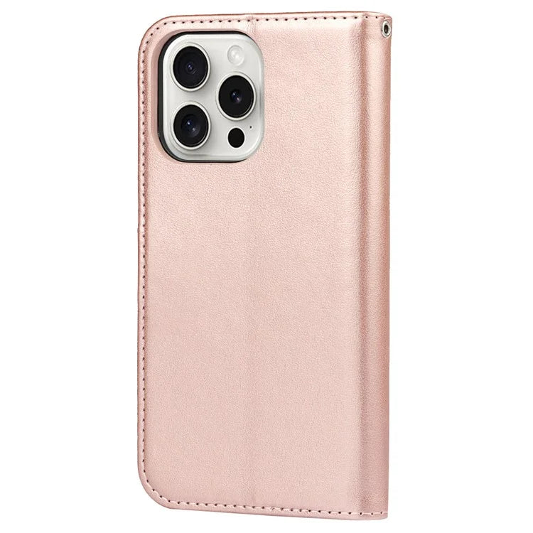 For iPhone 15 Pro Max Wallet Phone Case R61 Texture PU Leather Magnetic Protective Cover