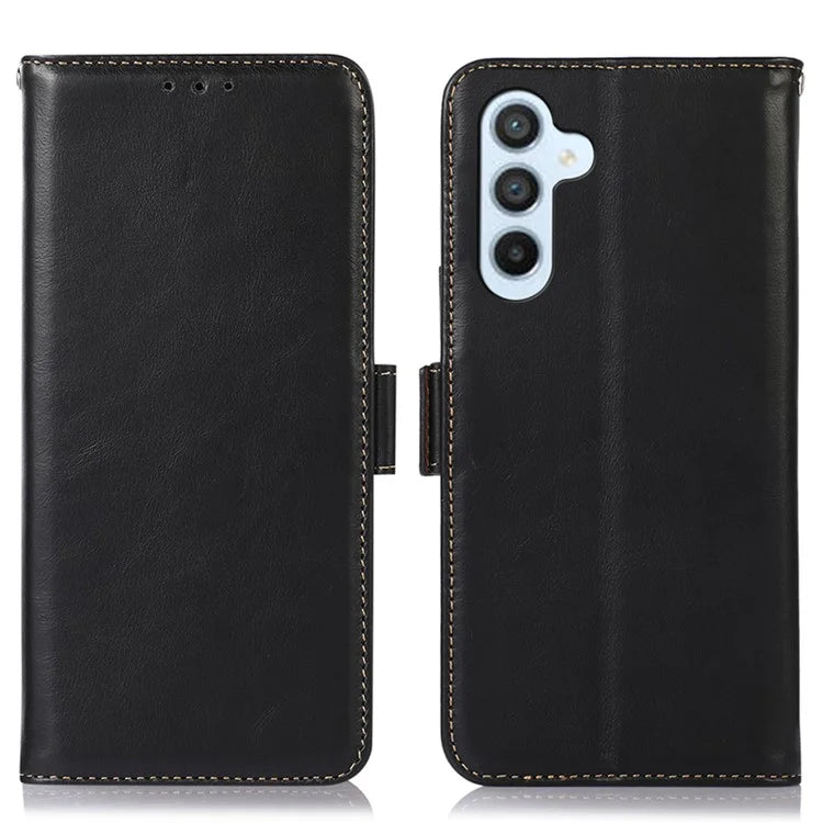 For Samsung Galaxy A55 5G Genuine Cow Leather Case RFID Blocking Cover Crazy Horse Pattern