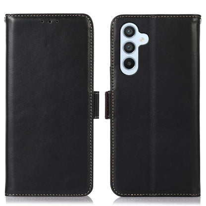 For Samsung Galaxy A55 5G Genuine Cow Leather Case RFID Blocking Cover Crazy Horse Pattern