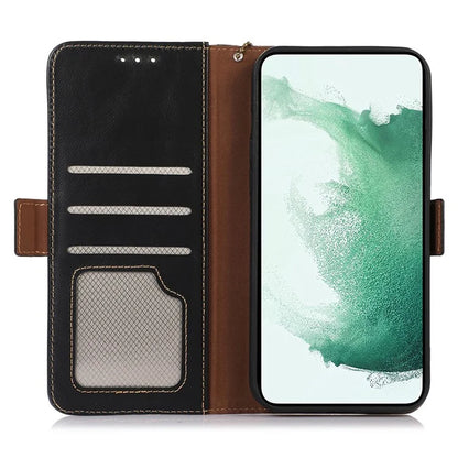 For Samsung Galaxy A55 5G Genuine Cow Leather Case RFID Blocking Cover Crazy Horse Pattern