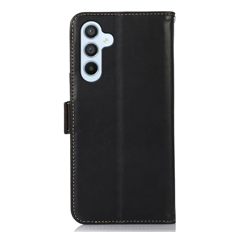 For Samsung Galaxy A55 5G Genuine Cow Leather Case RFID Blocking Cover Crazy Horse Pattern