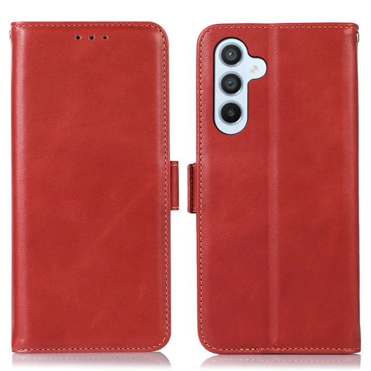 For Samsung Galaxy A55 5G Genuine Cow Leather Case RFID Blocking Cover Crazy Horse Pattern