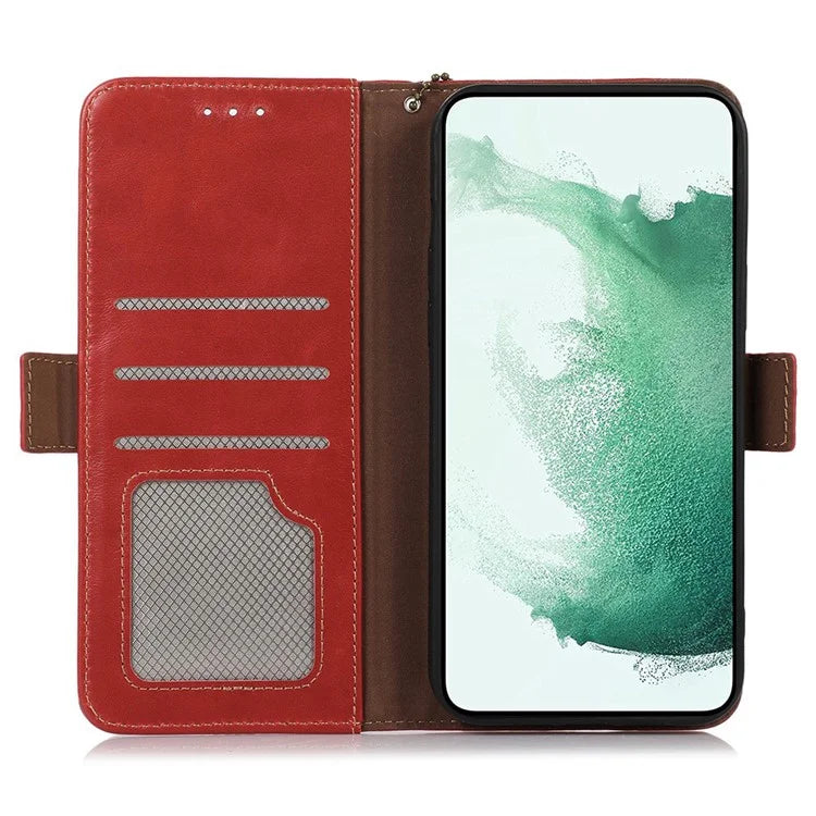 For Samsung Galaxy A55 5G Genuine Cow Leather Case RFID Blocking Cover Crazy Horse Pattern