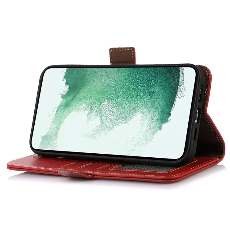 For Samsung Galaxy A55 5G Genuine Cow Leather Case RFID Blocking Cover Crazy Horse Pattern