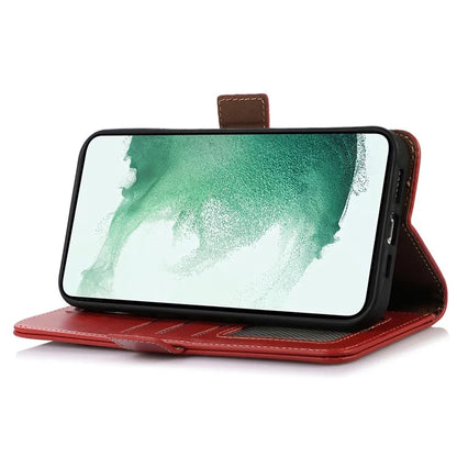For Samsung Galaxy A55 5G Genuine Cow Leather Case RFID Blocking Cover Crazy Horse Pattern