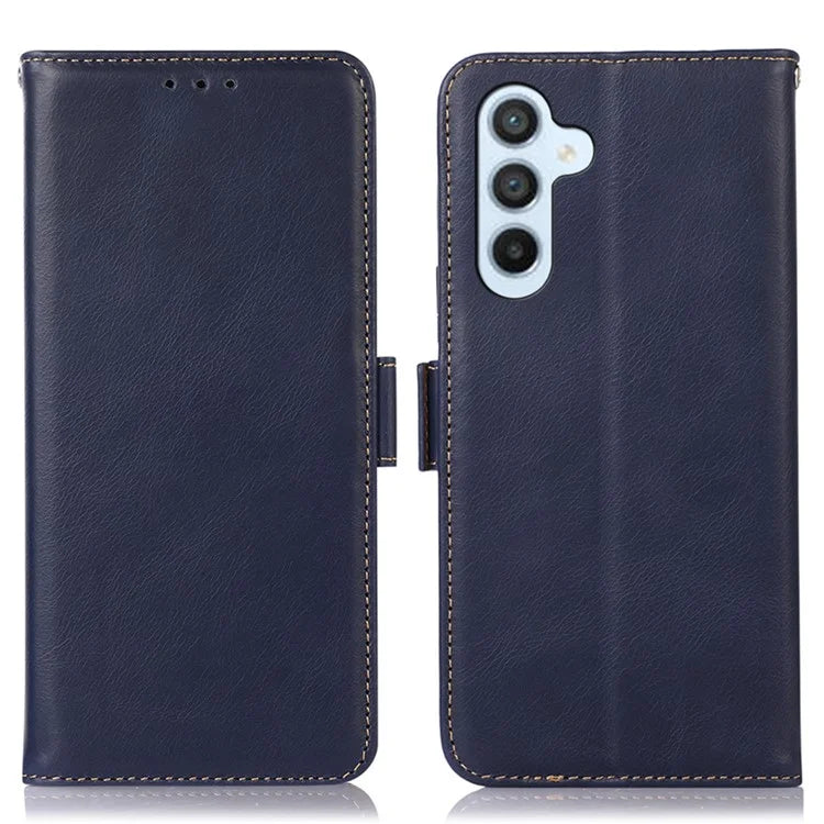 For Samsung Galaxy A55 5G Genuine Cow Leather Case RFID Blocking Cover Crazy Horse Pattern