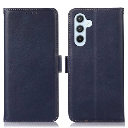 For Samsung Galaxy A55 5G Genuine Cow Leather Case RFID Blocking Cover Crazy Horse Pattern