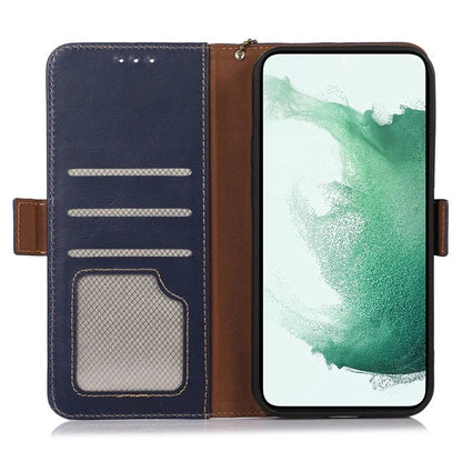 For Samsung Galaxy A55 5G Genuine Cow Leather Case RFID Blocking Cover Crazy Horse Pattern