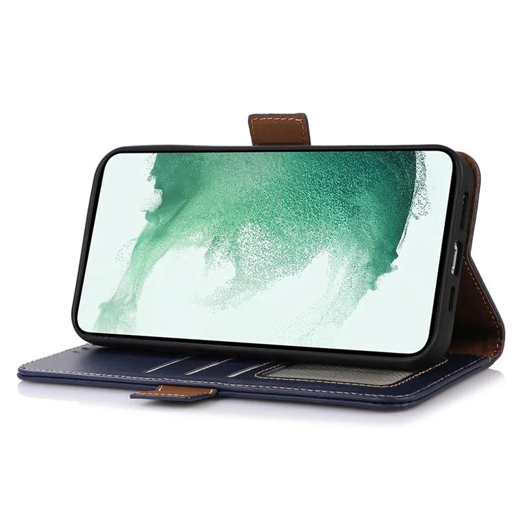 For Samsung Galaxy A55 5G Genuine Cow Leather Case RFID Blocking Cover Crazy Horse Pattern