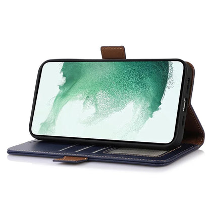 For Samsung Galaxy A55 5G Genuine Cow Leather Case RFID Blocking Cover Crazy Horse Pattern