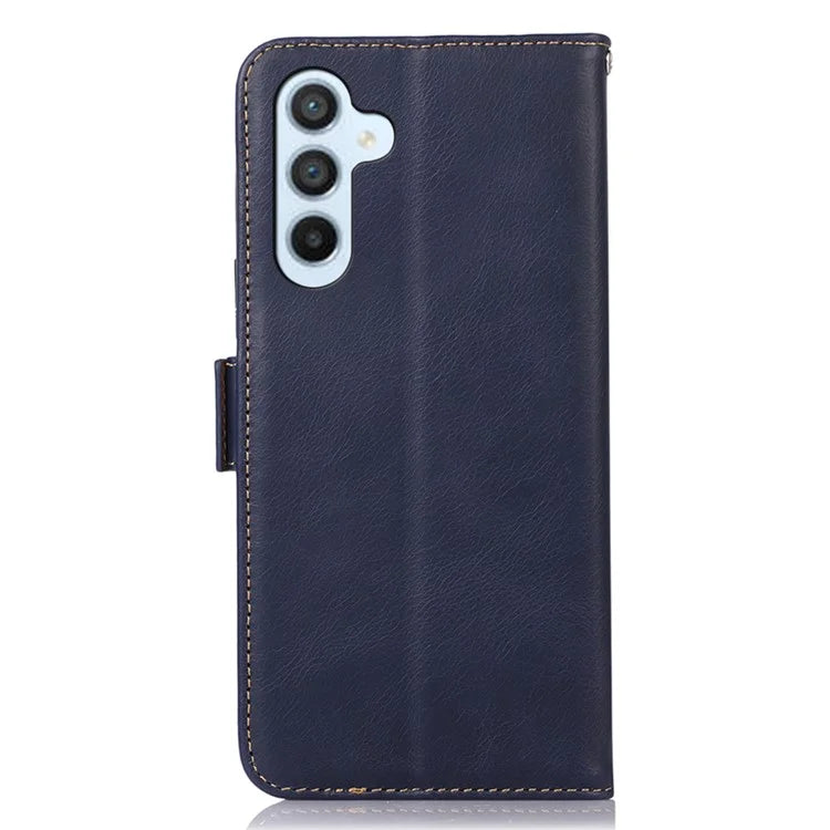 For Samsung Galaxy A55 5G Genuine Cow Leather Case RFID Blocking Cover Crazy Horse Pattern