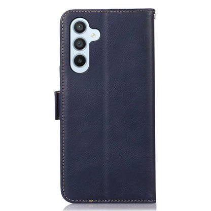 For Samsung Galaxy A55 5G Genuine Cow Leather Case RFID Blocking Cover Crazy Horse Pattern