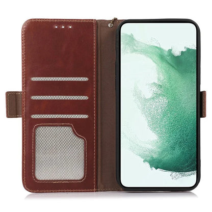 For Samsung Galaxy A55 5G Genuine Cow Leather Case RFID Blocking Cover Crazy Horse Pattern