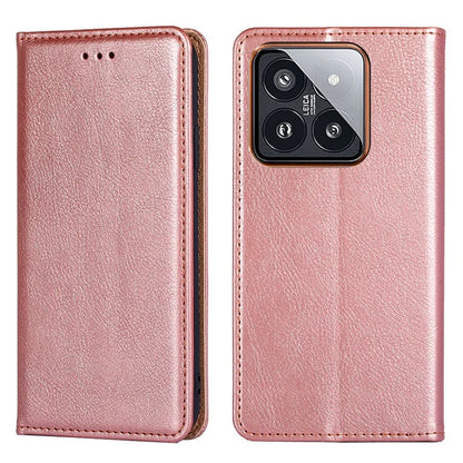 For Xiaomi 14 Pro Magnetic Case Solid Color Leather Wallet Stand Phone Cover