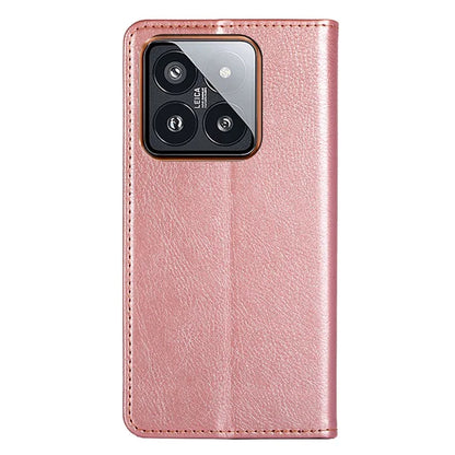 For Xiaomi 14 Pro Magnetic Case Solid Color Leather Wallet Stand Phone Cover