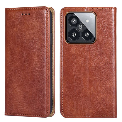 For Xiaomi 14 Pro Magnetic Case Solid Color Leather Wallet Stand Phone Cover