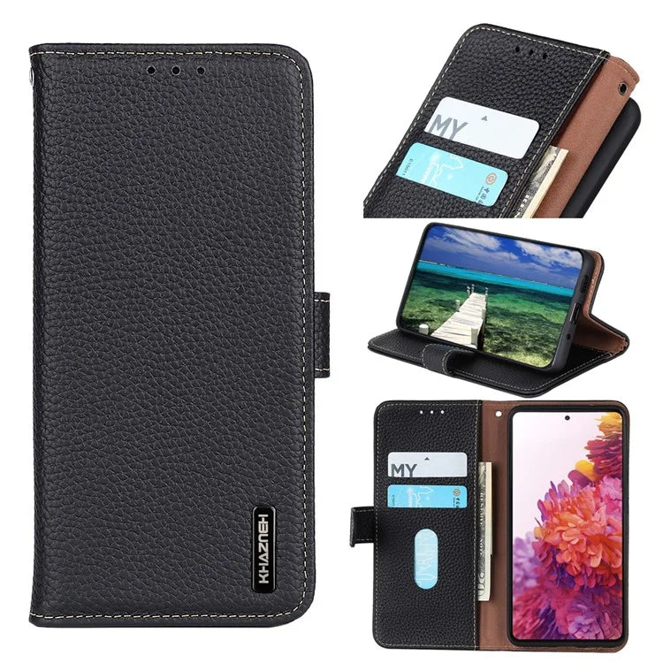 KHAZNEH For Samsung Galaxy A35 5G Genuine Cow Leather Case Magnetic Closure Stand Function