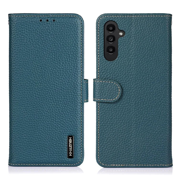 KHAZNEH For Samsung Galaxy A35 5G Genuine Cow Leather Case Magnetic Closure Stand Function