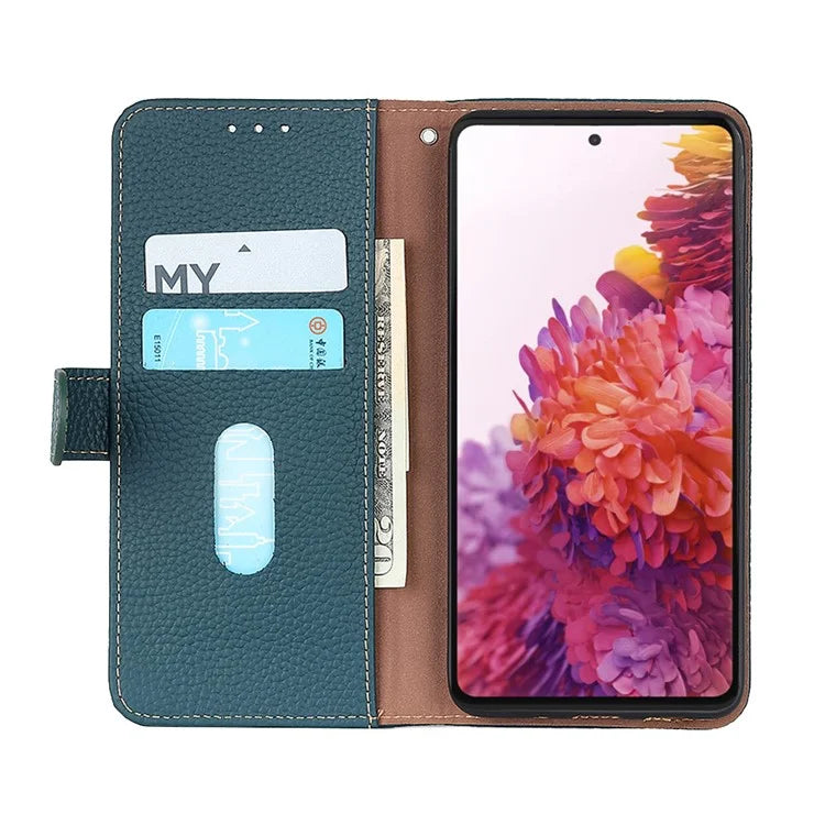 KHAZNEH For Samsung Galaxy A35 5G Genuine Cow Leather Case Magnetic Closure Stand Function