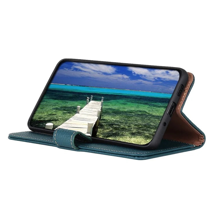 KHAZNEH For Samsung Galaxy A35 5G Genuine Cow Leather Case Magnetic Closure Stand Function