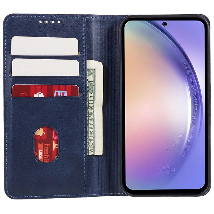 For Samsung Galaxy A55 5G Case Calf Texture PU Leather Shell Slim-Fit Mobile Phone Cover