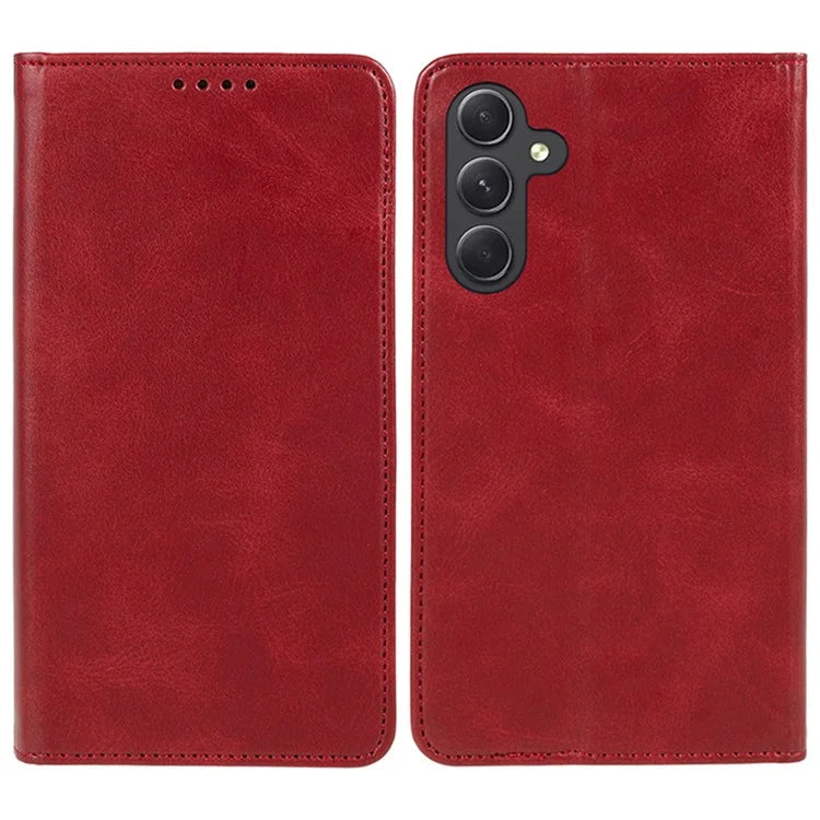 For Samsung Galaxy A55 5G Case Calf Texture PU Leather Shell Slim-Fit Mobile Phone Cover