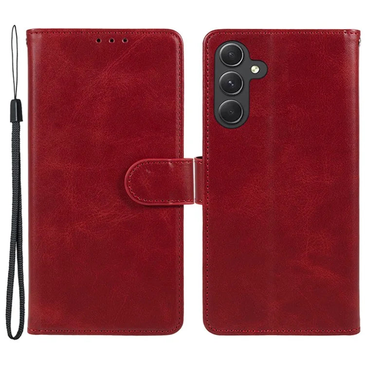 For Samsung Galaxy A55 5G Case Calf Texture PU Leather Wallet Cell Phone Cover