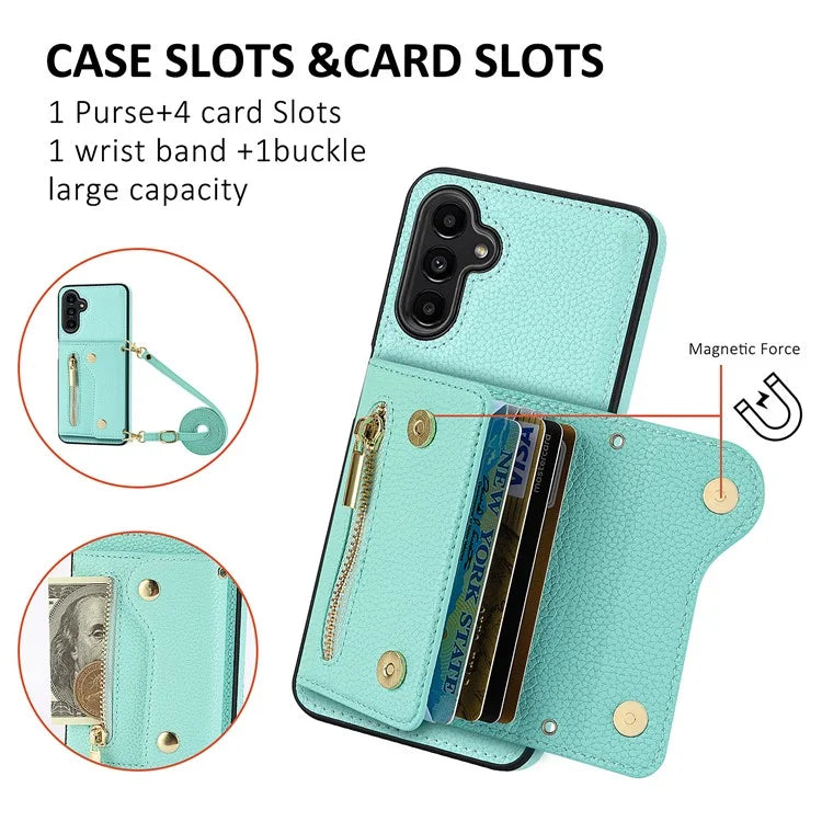 DF-09 For Samsung Galaxy A14 4G / 5G Crossbody Wallet Case with Card Holder
