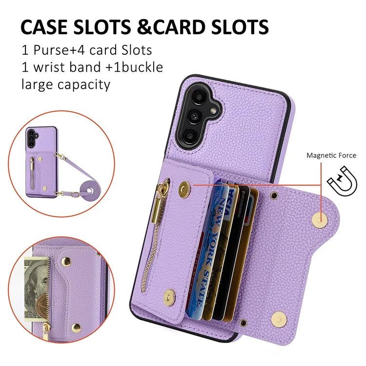 DF-09 For Samsung Galaxy A14 4G / 5G Crossbody Wallet Case with Card Holder