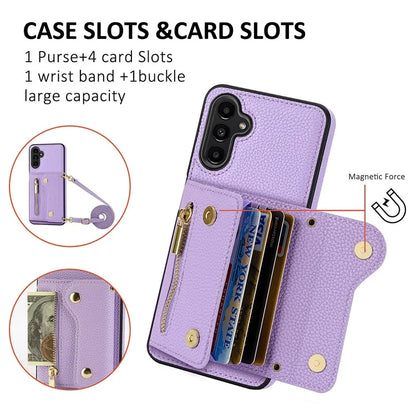 DF-09 For Samsung Galaxy A14 4G / 5G Crossbody Wallet Case with Card Holder