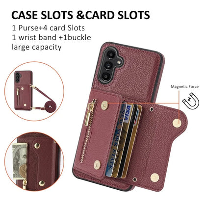 DF-09 For Samsung Galaxy A14 4G / 5G Crossbody Wallet Case with Card Holder