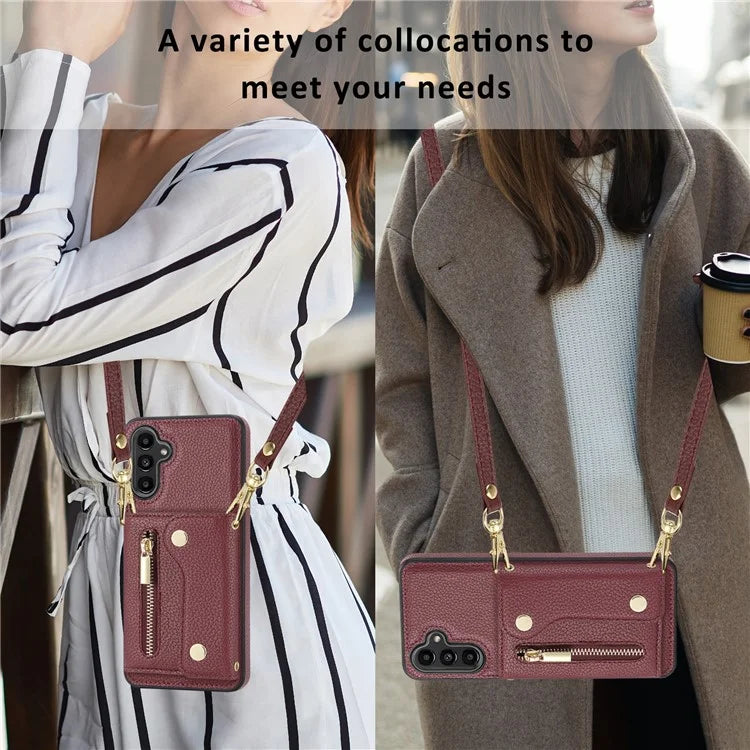 DF-09 For Samsung Galaxy A14 4G / 5G Crossbody Wallet Case with Card Holder