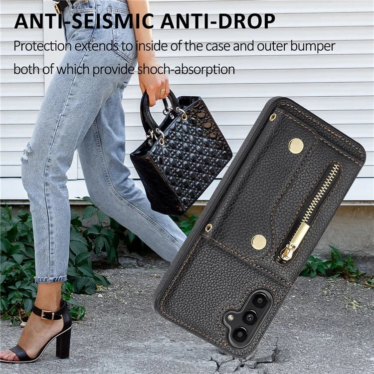 DF-09 For Samsung Galaxy A14 4G / 5G Crossbody Wallet Case with Card Holder