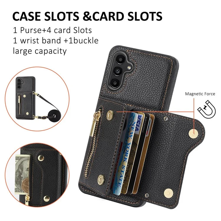 DF-09 For Samsung Galaxy A14 4G / 5G Crossbody Wallet Case with Card Holder