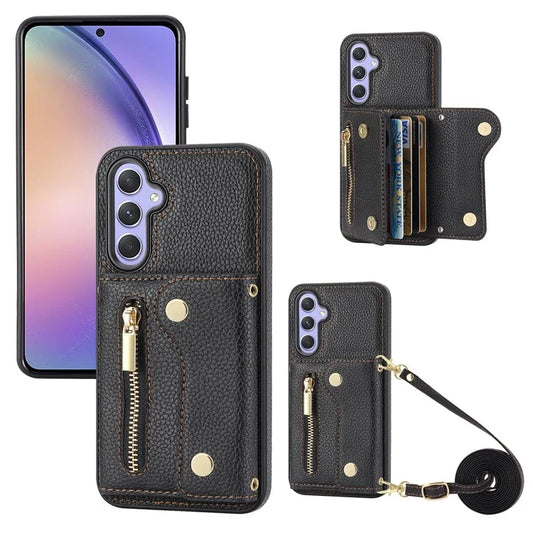 DF-09 for Samsung Galaxy A25 5G (Global) (161.0 x 76.5 x 8.3mm) Accordion Card Case with Convenient Cross-Body Strap