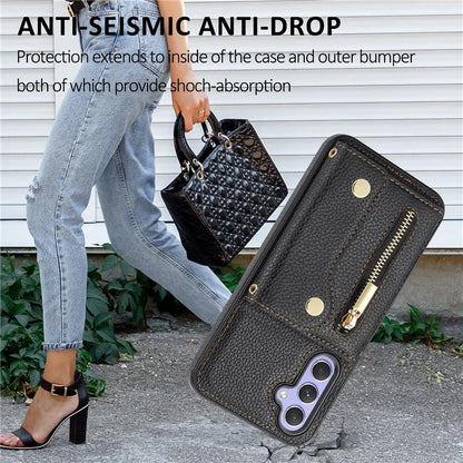 DF-09 for Samsung Galaxy A25 5G (Global) (161.0 x 76.5 x 8.3mm) Accordion Card Case with Convenient Cross-Body Strap