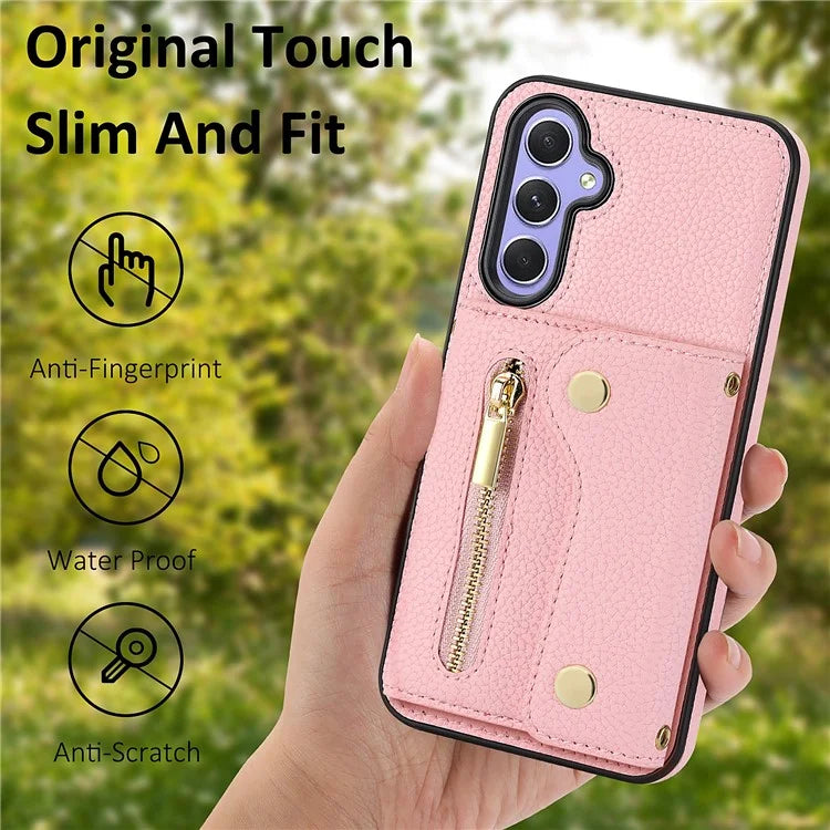 DF-09 for Samsung Galaxy A25 5G (Global) (161.0 x 76.5 x 8.3mm) Accordion Card Case with Convenient Cross-Body Strap