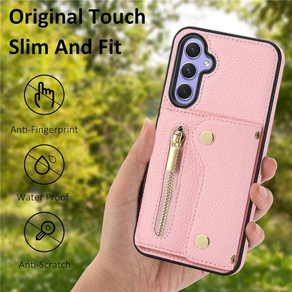 DF-09 for Samsung Galaxy A25 5G (Global) (161.0 x 76.5 x 8.3mm) Accordion Card Case with Convenient Cross-Body Strap