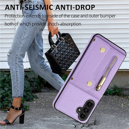DF-09 for Samsung Galaxy A24 4G (162.1 x 77.6 x 8.3mm) Crossbody Phone Case with Credit Card Slot and Kickstand