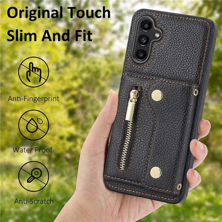 DF-09 for Samsung Galaxy A24 4G (162.1 x 77.6 x 8.3mm) Crossbody Phone Case with Credit Card Slot and Kickstand