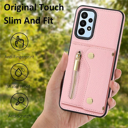 DF-09 Accordion Card Case for Samsung Galaxy A13 4G Crossbody Zipper Phone Cover